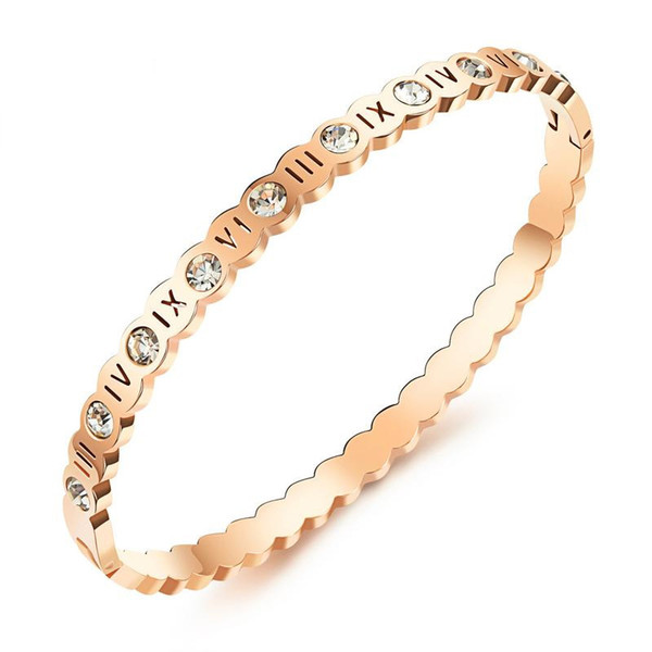 Korean Jewelry Lucky Roman Digital Diamond Rose Gold Ladies Bracelet Bracelet Girls Fashion New