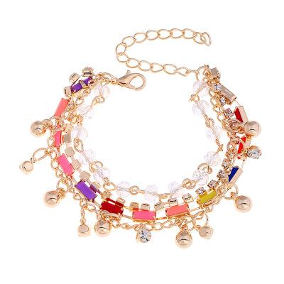 New Simple Four-piece Bell Bracelet Set For Girl Fashional Bangle Charm Bracelet Women Rhinestone Chain Link Bracelet Popular Selling