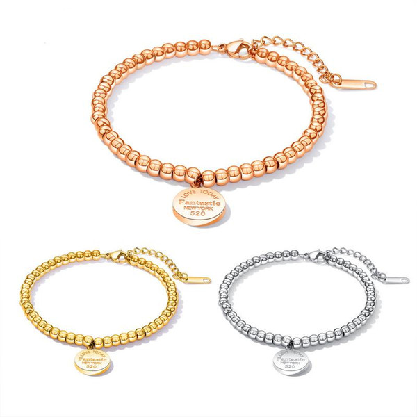 Metamorphic Titanium Steel Rose Jincai Gold Ball Bracelet Sister Chain Fashion Beautiful Girl Birthday Gift