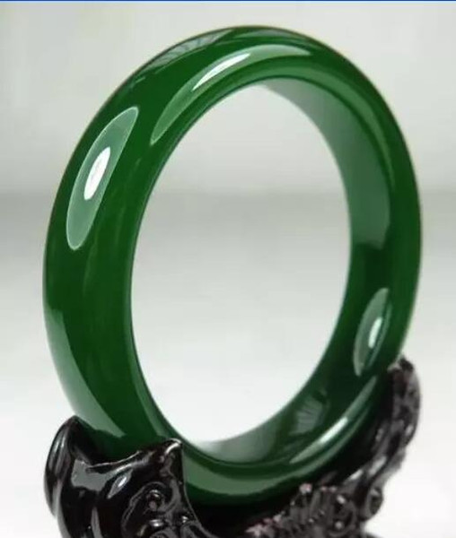 56-60mm Natural Handmade Oil Green Flat Bar Jade Bracelet Free Shipping