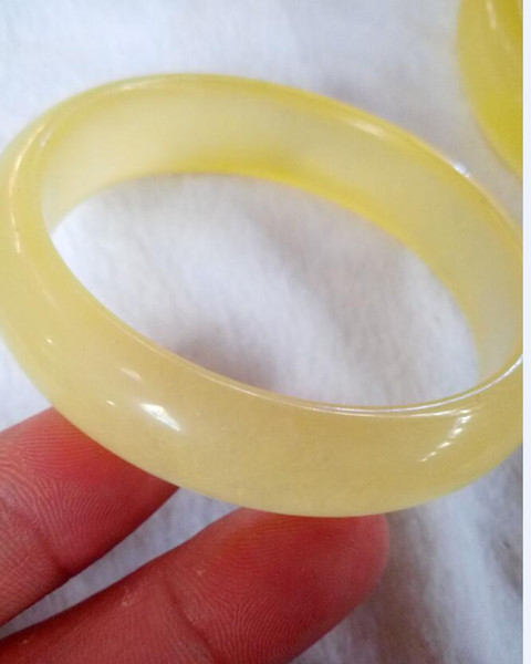 56-60mm Natural Handmade Chicken Oil Yellow Quartzite Jade Bracelet Free Shipping