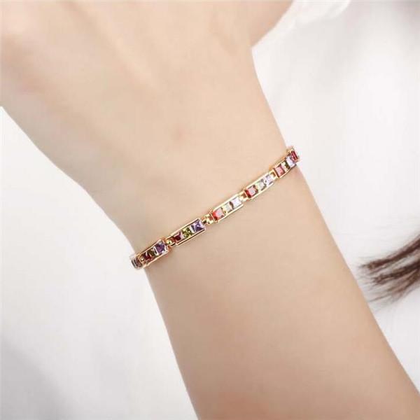 LYZ White/Multicolor Cubic Zirconia Chain & Link Bracelets Woman's Fashion 18K Gold Plated Women Jewelry Gift KS485