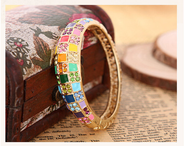 High Quality Austrian Crystal Cuff Bangles bracelets Cloisonne bracelet enamel bangle fashion jewelry for women gift