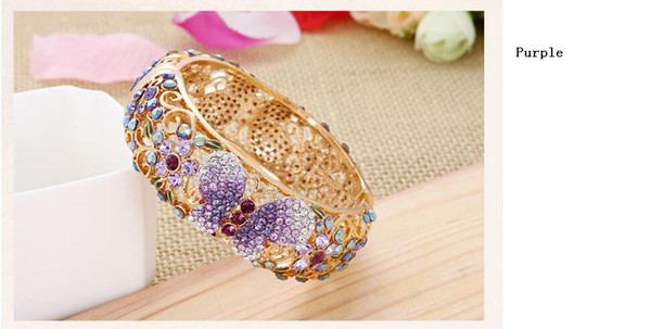 High Quality Austrian Crystal Cuff Bangles bracelets Palace vintage painted bangles national style bracelet Fashion Jewelry for women