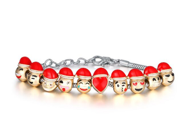 NEW Top Grade Emoji Charm Bracelet Dog Beads Gold Plated Men jewelry Bracelet for Women DIY Fit Bracelet Christmas Gift CC769