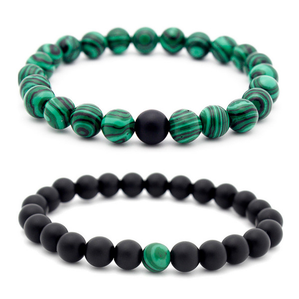 Hot new 8mm malachite natural lava stone bracelet for men women lover couple gift beads bracelet elastic free shipping