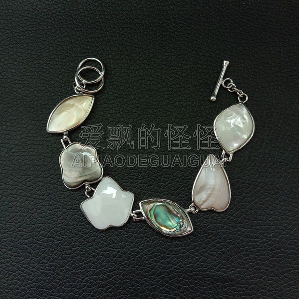 B051617 7.5'' Multi Shape Abalone Shell Bracelet