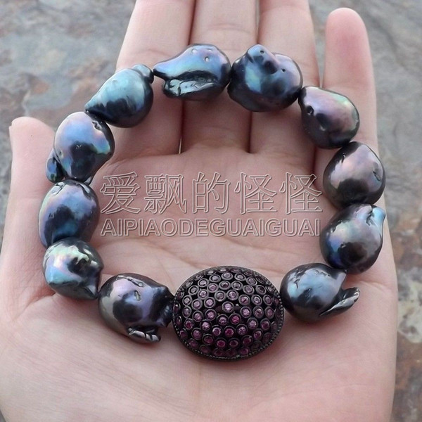 B112911 Black Keshi Pearl Bracelet