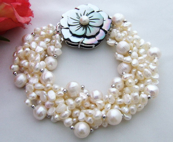 Beautiful! 6Strands White Pearl Bracelet