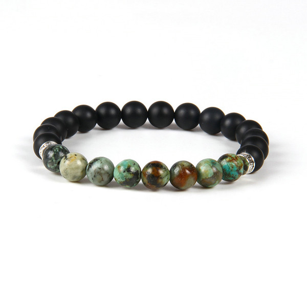 New Designs Summer Bracelet Wholesale 10pcs/lot 8mm Matte Agate Stone with African Turquoise Beads Bracelets