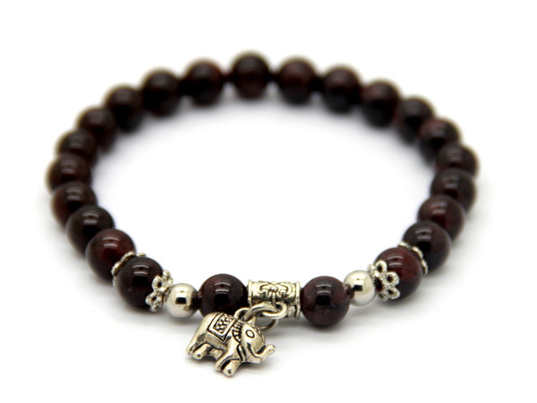 Fine Jewelry Wholesale 10pcs/lot Natural Onyx Garnet Semi-Precious Stone Beads Elephant Lucky Charm Bracelets Girl's Gift