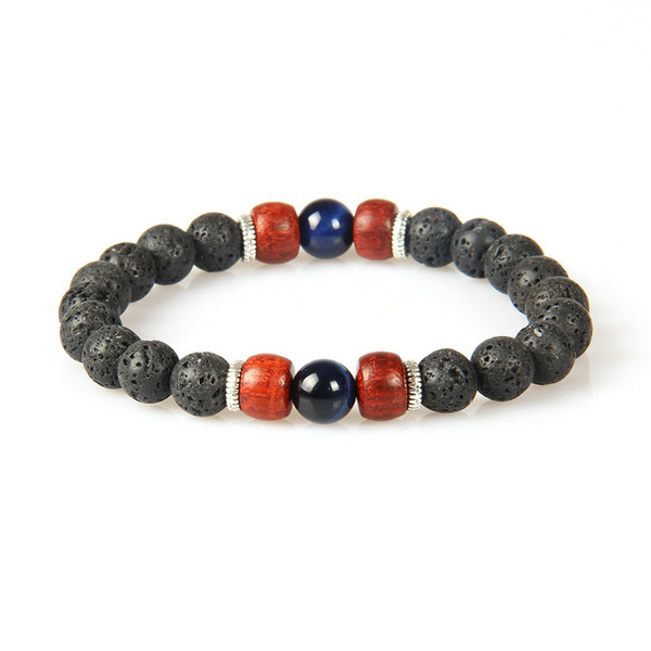 New Designs Summer Chakra Bracelet Wholesale 10pcs/lot Lava Stone with Tiger Eye Stone Beads Beaded Lovers Bracelets