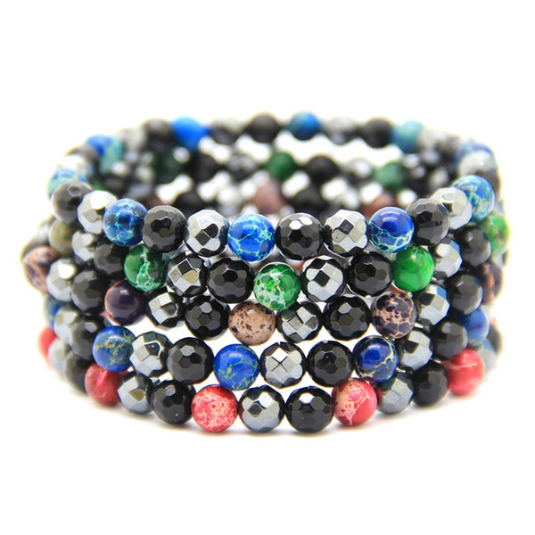 New Design High-Grade Jewelry 6mm Brilliant Emperor Stone, Slice Hematite Beads and True black Onyx Stone Bracelets