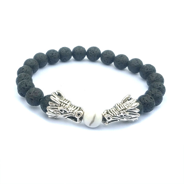 Dragon Head Black Lava Stone Bracelets DIY Aromatherapy Essential Oil Diffuser Bracelet Men Women Energy Yoga Jewelry