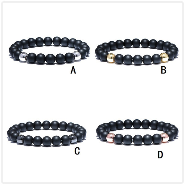 8mm Matted Black Stone Beads Bracelet 4 Colors Hematite Ball Men Women Energy Yoga Jewelry