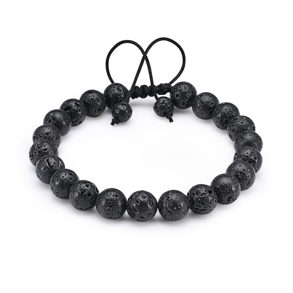 Weave Rope Natural Black Lava Stone Bracelets DIY Aromatherapy Essential Oil Diffuser Bracelet for Men Women Energy Yoga Jewelry