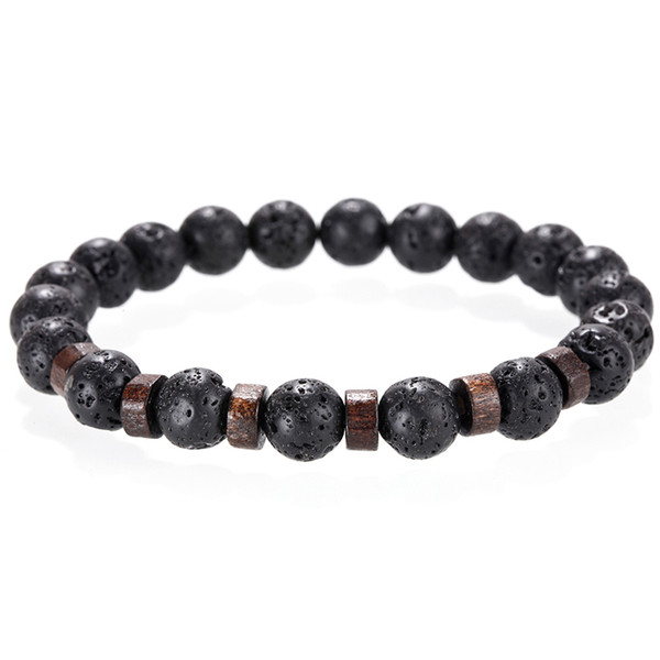 Trendy Wood Lava Stone Bracelet Handmade Charm Beaded Yoga Energy Balance DIY Aromatherapy Essential Oil Diffuser Bracelet Women Men