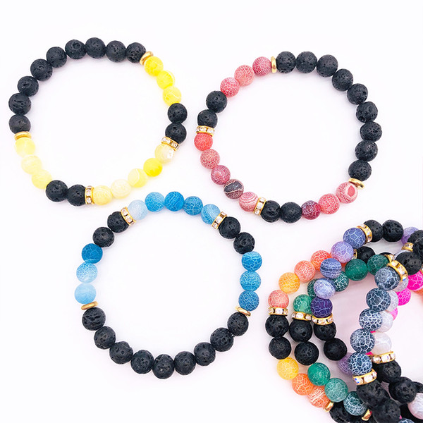 Fashion Lava Stone Chakra Bracelet Jewelry Handmade Multi Color Natural Stone Beads Couples Bracelets Creative Gifts