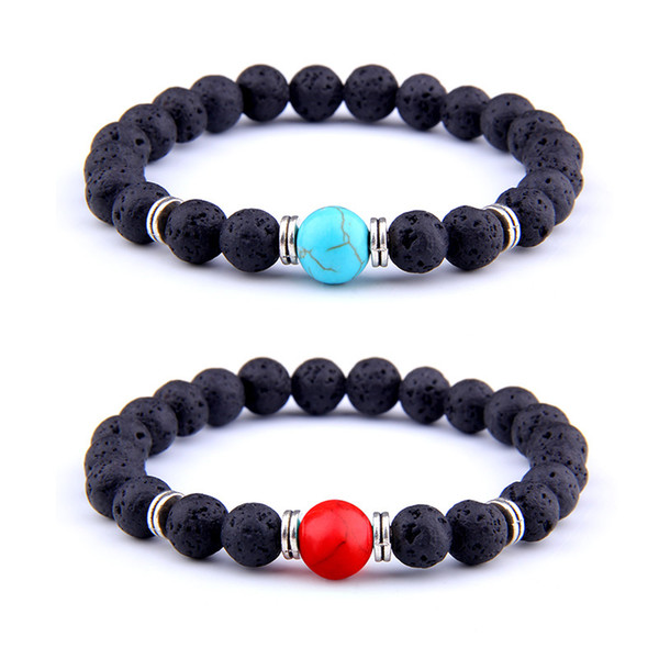 Turquoises Natural Lava Stone Bracelets DIY Aromatherapy Essential Oil Diffuser Bracelet for Men Women Energy Yoga Jewelry