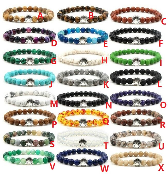 Natural Stone Bracelet Cat Bear Dog Hand Paw Elastic Rope Bead Bracelet Yoga Healing Balance Energy Bracelet for Men Women Jewelry Accessori