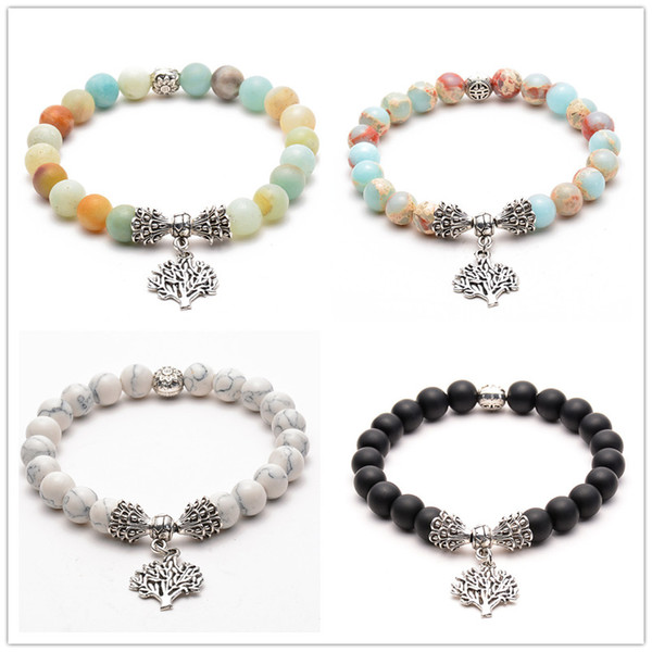 New Tree of Life Natural Lava Bracelets Amazon Stone Buddha Beads Lovers Hand String Energy Yoga Jewelry