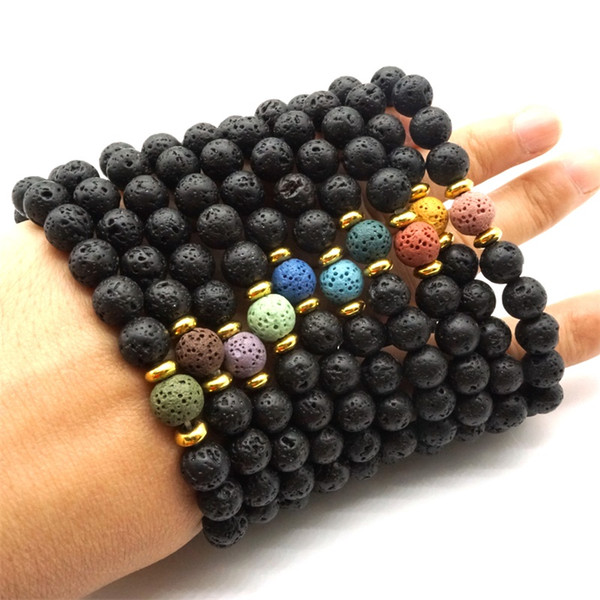 Natural Lava Stone Bracelets DIY Aromatherapy Essential Oil Diffuser Bracelet for Men Women Energy Yoga Jewelry