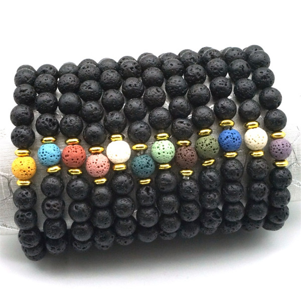 Natural Colourful Lava Stone Bracelets Aromatherapy Essential Oil Diffuser Bracelet for Men Women Energy Yoga Jewelry