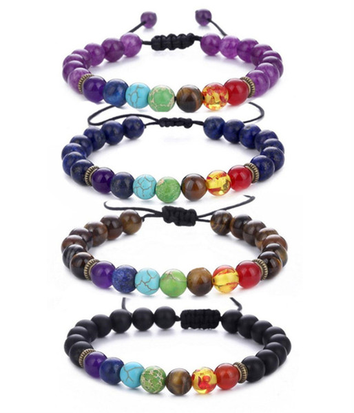 Yoga Weave Rope 7 Chakras Stone Bracelets for Women Buddha Prayer Strand Bracelets Jewelry