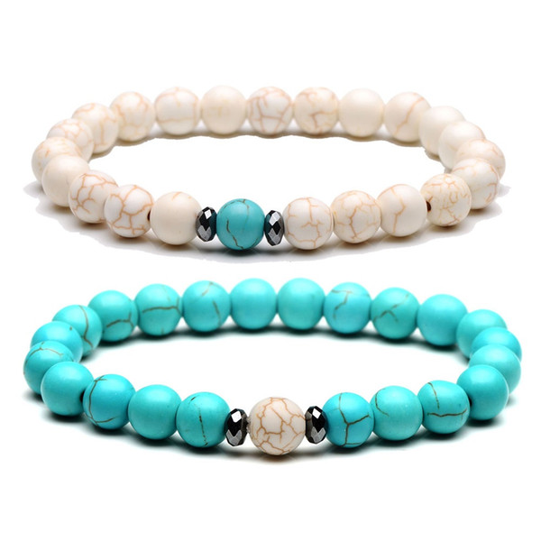 Men Fashion turquoise Stone Bracelets for Women Friendship Buddha Prayer Strand Bracelets Jewelry