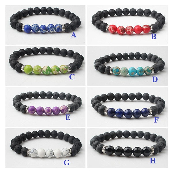 Silver Imperial Stone & Black Lava Stone Bracelets Aromatherapy Essential Oil Diffuser Bracelet Bangle Energy Yoga Jewelry