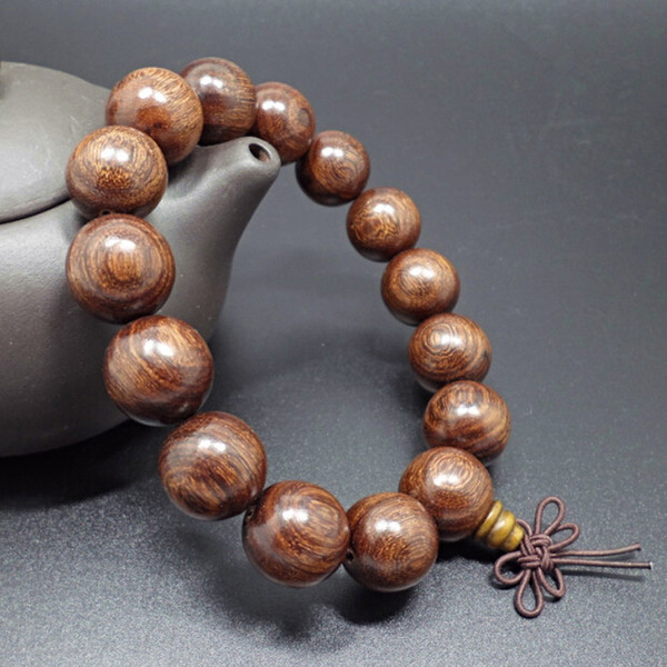 15mm Natural Sandalwood Buddhist Buddha Wood Prayer Bead Bracelet Women Men Beaded Bracelets & Bangles Jewelry Bijoux 2017 New