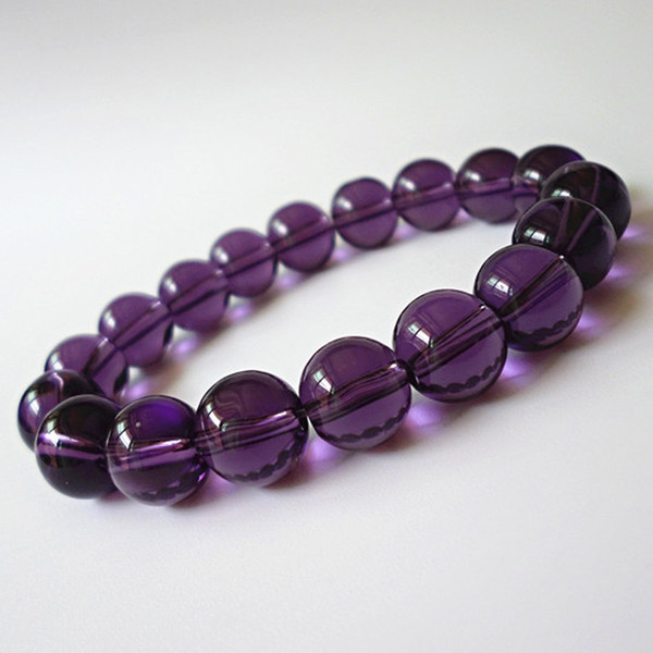 10mm Round Shape Natural Amethyst Bracelets Crystal Beaded Stretch Bracelet Women Jewelry Purple Quartz Stone Bracelet