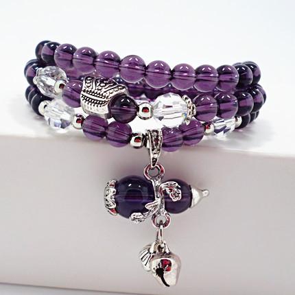 2017 New Natural Crystal Bracelets Fashion Charms Amethyst Stone Bracelet 50cm Beaded Strands Women Jewelry Wholesale