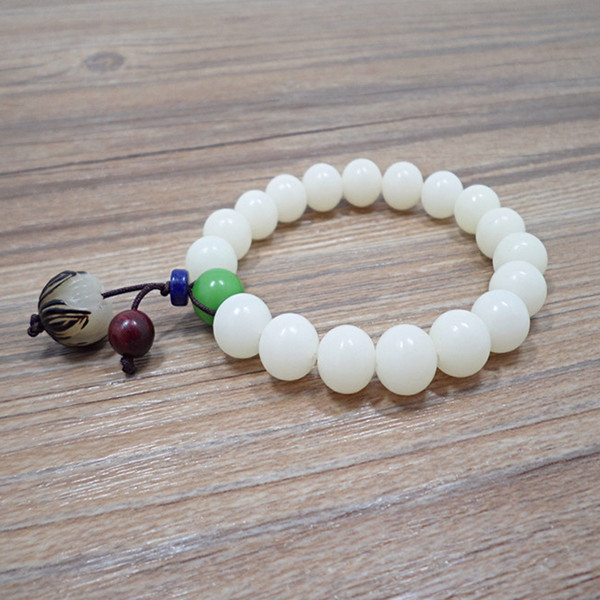 New Fashion 10mm White Jade Bodhi Root Beads Bracelet Chinese Wind Handmade Buddha Vintage Ethnic Bracelets Women Charm Jewelry