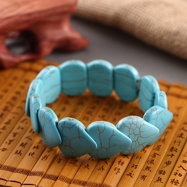 New Style Fashion Women Blue White Howlite Stone Wrap Bracelet Bohemia Classic Turquoise Bracelets Bangles Heart Charm Jewelry