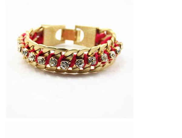 New European and American Fashion and Exaggerative Accessories Hand ornaments High-quality alloy inlaid drill hand-knitted women's bracelet