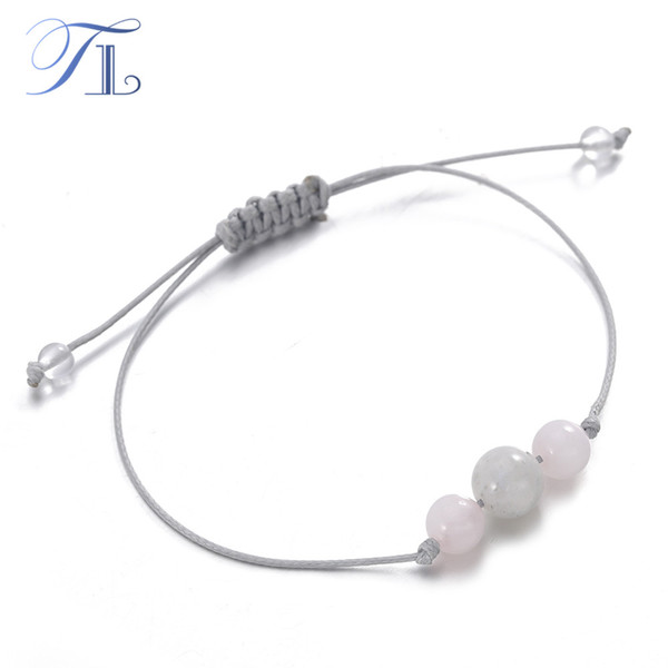 TL New Healing Bracelets Handmade Natural Moonstone Rose Crystal Yoga Bracelet For Women DIY Handmade Simple Cute Love Bracelet