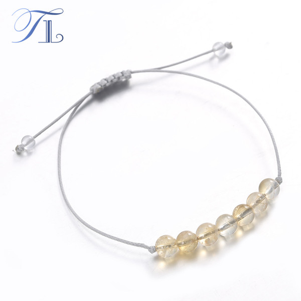 TL New Yellow Crystal Yoga Bracelet Handmade Chakra Healing Bracelets Natural Pure Crystal Beads 6mm Braided Bracelet For Women