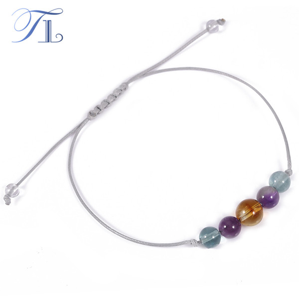 TL New 7 Chakra Natural Beads Bracelet Yellow Purple Crystal Green Fluorite Bead Colorful Healing Bracelet Love Fashion Jewelry