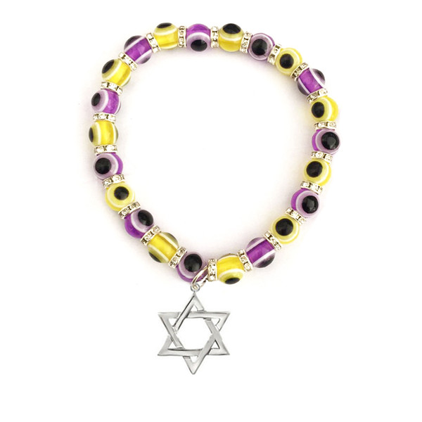 Evil Eye Hamsa Beads Bracelet Star Of David Charm Pendent For Women Religion Bracelet Vintage Jewelry Gifts