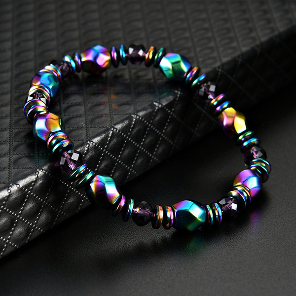 Rainbow Magnetic Hematite Bracelet Designer Bracelet for Men Women Power Healthy Bracelets Wristband Fashion Jewelry Gift Drop Shipping