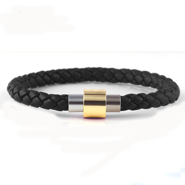 10 pieces / wholesale leather rope woven bracelet stainless steel magnetic two-color buckle jewelry men's and women's DIY Endless bracelet b