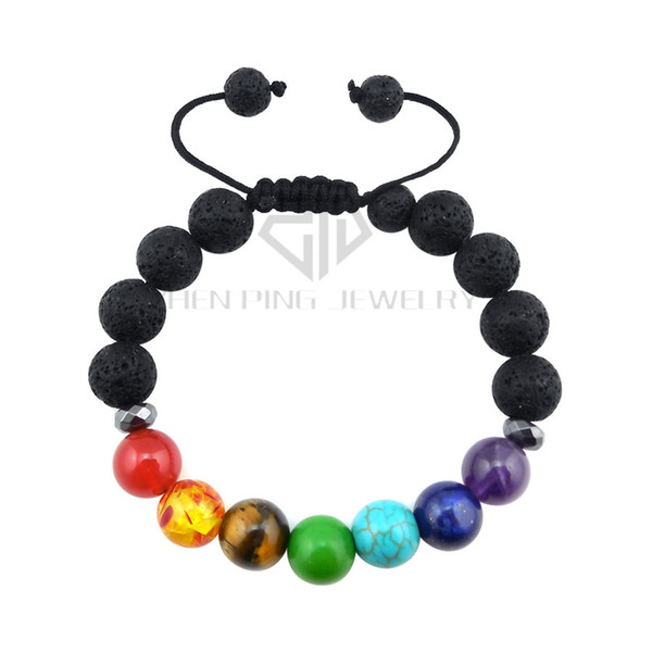 7 Color Chakra Bracelet Essential Oil Natural Lava Beads Bracelet Shamballa Chakra Lava Rock Beads Bracelets