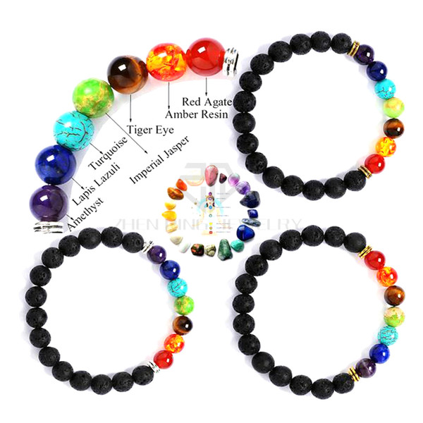 With Clay 8mm Mix 7 Color Chakra Bracelet Essential Oil Natural Lava Beads Bracelet Shamballa Chakra Bracelets