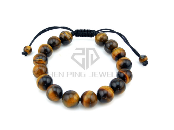 Natural Tiger Eye Stone Beads Elastic Rope Bracelet with Fengshui Coin Yoga Tibetan Prayer Mala Buddha Weaving Bracelet