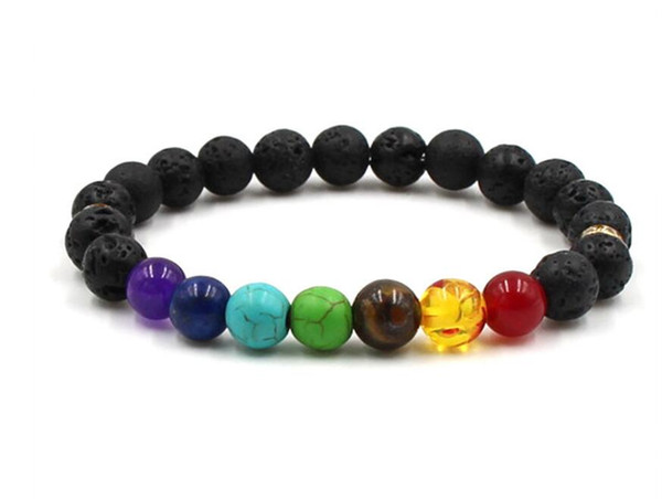 Hot selling Unisex Chakra Energy Bracelets Natural Lava Stone Bracelets 8mm Colorful Beads Bracelets Jewelry Gift Jewelry Gift Accessories