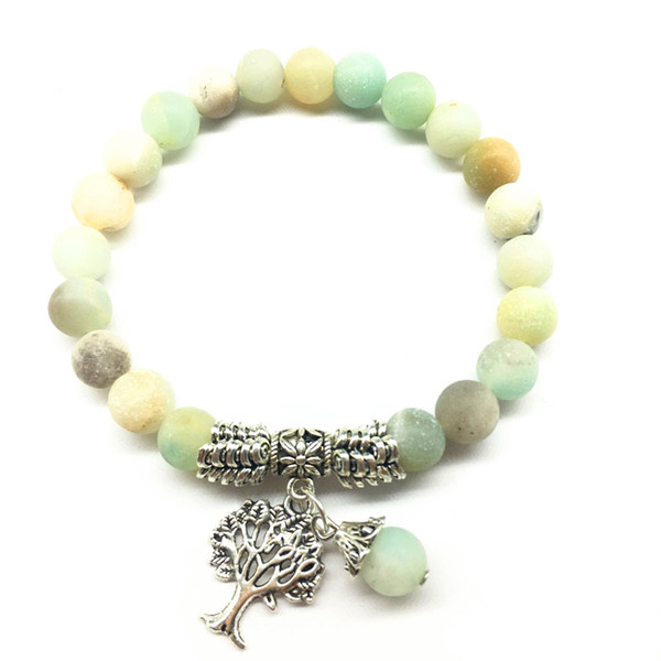 European and American fashion new beaded bracelets frosted Amazon stone 8mm leaves handmade turquoise beads beads pendants wholesale