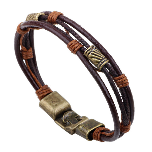 Hand-woven cowhide rope line men's bracelet bangle European and American Fashion personality wild wristband accessories lots wholesale