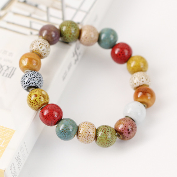 European and American fashion ceramic jewelry round leopard glaze bracelet Jingdezhen ceramic jewelry factory direct hand-woven