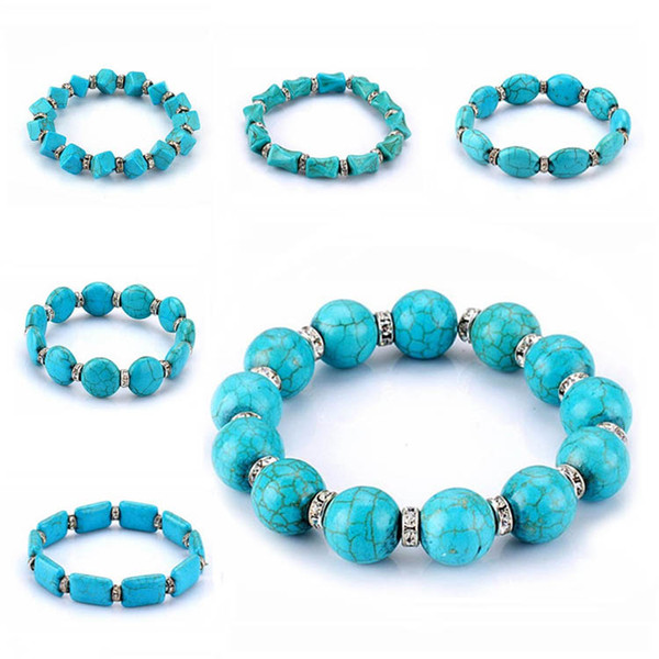 Natural Turquoise Beads Bracelets 6 Styles Charm Bracelets For Man Women New Arrival Handmade Turquoise Fashion Jewelry